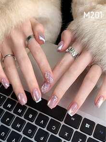 HEFENNA 水晶玻璃珠猫眼凝胶指甲油，全息珠光猫眼美甲凝胶套装，光泽滋润，DIY美甲沙龙（1件装） - 彩色 - 查看 13