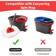 Mop Replacement Heads, Handle, Base Compatible With O Cedar EasyWring 1-Tank Spin Mop System, 2 Microfiber Mop Head Refills, 4-Section Iron Handle 30-58in And 1 Spin Base Cover Set - default - 查看 4