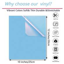 8pcs/Pack 12x10 Inch Multi-Color Heat Transfer Vinyl Sheets, Suitable For DIY T-Shirts, Hats, Bags And Crafts - C - View 2