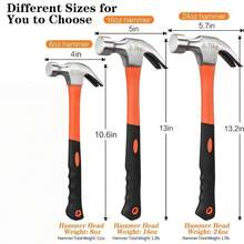 Búa đóng đinh bằng thép cacbon cao cấp, tay cầm chống trượt tiện dụng, thích hợp để đập, nhổ đinh, cạy ván, có các trọng lượng 0.25kg/0.5kg/0.75kg, dụng cụ thiết thực cho việc sửa chữa nhà cửa, làm mộc, lắp đặt tường, bảo trì thiết bị và nhiều trường hợp khác. - A - Xem 3