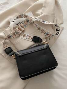 Dedoo 时尚女士手提包，多功能新款斜挎包，休闲撞色方形包，宽肩带设计，适合派对、约会、上学、户外活动、送礼等场合。 - 黑色 - 查看 7