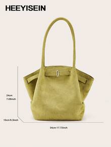 Bolsa feminina de camurça, estilo retrô, para usar no ombro, no trabalho, em viagens e no escritório. - Verde - Ver 5