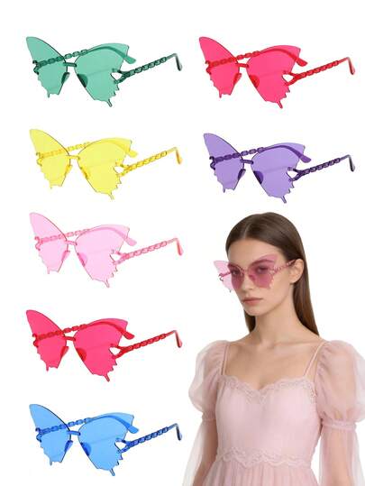 6只蝴蝶造型成人派对眼镜，趣味眼镜，适合派对、嘉年华、节日等场合，也适合作为礼物、派对、婚礼、音乐节、舞会、毕业礼物、生日礼物。
