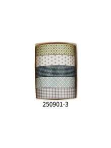 5 Rolls/Box Minimalist Pattern Washi Tape Set, Plant And Floral Pattern Decorative Tape, Suitable For Diary DIY Journal Decoration, Artwork Scrapbook Decoration - Sets - View 19