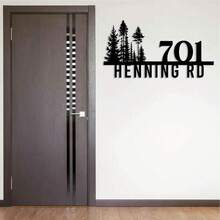 Customized Large Metal Address Plaque - Personalized Pine Tree Design Name Sign, Weather-Resistant Iron Wall-Mounted House Number Plate, Outdoor Decor, Housewarming Gift, Fall Decor - Black - View 6