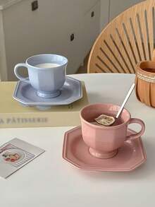 1件套手工不对称陶瓷杯碟套装，小众创意咖啡杯碟套装，精致甜点盘碟套装，可爱女孩拉花咖啡杯碟套装，家用早餐牛奶杯，高品质礼品，生日礼物，乔迁礼物，结婚礼物 - 彩色 - 查看 11