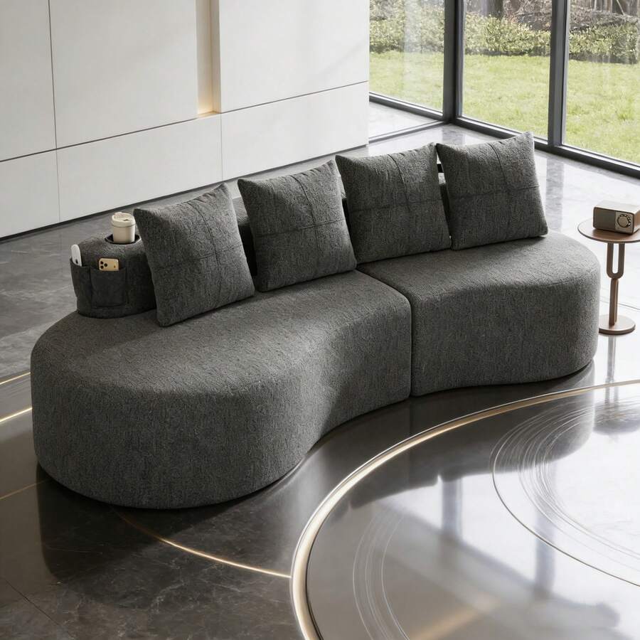 Sofas & Couches - Dark Gray + Linen + Foam + 3 Seat - View 1