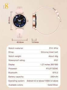 D8 Smart Watch For Women, Stylish Ladies Smartwatch With 1.27" HD Full Touch Screen (Clear In Sunlight). Support Bluetooth Calling - Make/Receive Calls From Wrist, Ideal For Office Ladies, Busy Moms, Outdoor Lovers. Built-In Health Monitoring: Real-Time Heart Rate, Blood Pressure, Blood Oxygen Tracking, Sleep Analysis (Deep/Light/Awake), Helps Manage Daily Health. - View 8