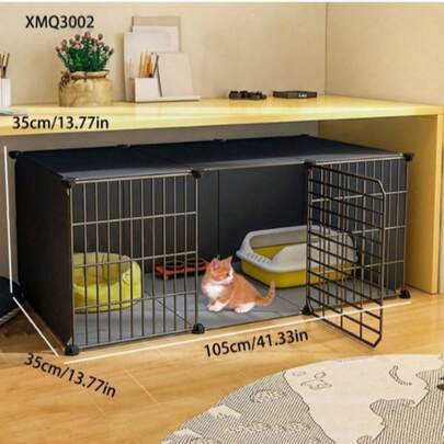1pc Pet Fence Cat Bed Cage, Combining Activity Space And Resting Function, Providing Cats With A And Independent Play And Rest Area, Flexible Folding Design Suitable For Home Living Room, Balcony, Rental Small Spaces, Applicable For Cats' Daily Activities, Temporary Isolation, New Cat Adaptation, Practical Item For Cat Owners To Create A Dedicated Area For Cats