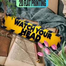 1pc 2D Flat - Yellow And Black 2D Iron Sign With Warning Stripes And Letters, Suitable For Bar, Living Room, Dining Room, Hotel, Halloween 2025 And Christmas Celebrations - Multicolor - View 3