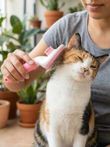 1件装宠物梳毛刷，猫刷，跳蚤梳，自清洁刷，宠物修剪刷，宠物按摩刷，去毛工具，解结刷，自清洁去毛刷，宠物清洁工具，毛发收集刷，狗刷，猫刷，宠物去毛刷，宠物用品，宠物配件 - 查看 3