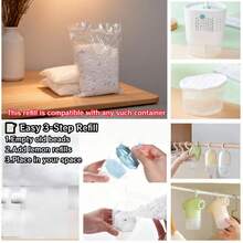 3 paquetes, 750g total de relleno de desecante de cloruro de calcio, súper absorbente, adecuado para armarios, gabinetes de zapatos, baños, anti-moho y olor - Blanco - Ver 11