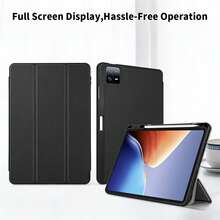 Tri-Fold Tablet Case With Pen Slot Compatible With Pad 2 2025/Mipad 8 Pro (11.2-Inch) Smart Protective Cover PU Material Auto Sleep/Wake Function - Black - View 2
