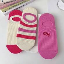 3 Pairs Women's Thin Striped Ankle Socks, Japanese Style Suitable For Spring/Summer, Daily Commute And Streetwear - Multicolor - View 2