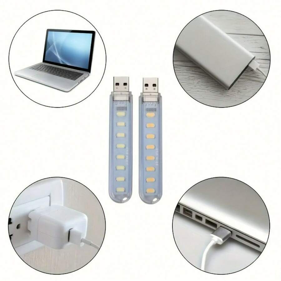 3pcs USB Camping Light, USB Night Light, LED Mini Bulb, Plug-In Night Light With 3/8/24 Beads, Suitable For Bathroom, Bedroom, Reading, Sleeping, Camping