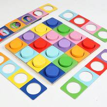 Children's Wooden Color Matching Board, Logic Thinking Training Early Education Cognitive Game, Building Block Puzzle Toy - Multicolor - View 9