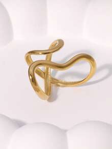 3pcs/Set Minimalist Geometric Flower Shaped Open Ring, Versatile Luxury Stainless Steel Plated Gold Rings Suitable For Women Daily, Party, Date Wear - Open Ring - View 3