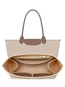 Le Pliage Champ 手提包专用毛毡内衬收纳袋，女士手提包收纳袋，9 个隔层，适合秋冬季用作背包收纳袋。 - 米色 - 查看 2