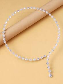 1 chiếc vòng cổ choker pha lê sang trọng, trang sức cưới, trang sức thời trang dự tiệc, vòng cổ đính đá hình giọt nước, phụ kiện thanh lịch. - Bạc - Xem 4