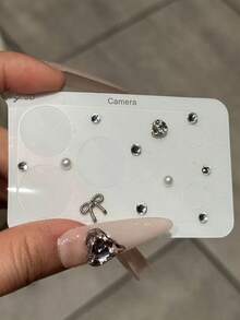 Luxuruy Rhinestone 3D Bowknot Pearl Camera Protector Compatible With IPhone 17 Pro Max 17Pro Lens Film Compatible With IPhone17 Pro Clear Full Cover Case - Bowknot Diamond - View 3