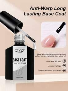 GLOZ 15毫升透明免擦洗凝胶底油，持久耐用，适合DIY家用UV固化凝胶美甲 - 1 Set - 查看 7