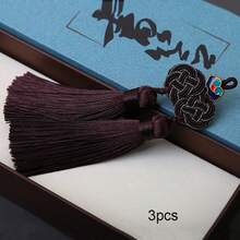 3pcs 8cm Double Coin Auspicious Cloud Tassel Pendant, Hanfu Clothing Accessory, Chinese Knot Tassel Charm, Ice Silk Fan Pendant, Bookmark - 8cm Auspicious Cloud Double Tassel - View 7