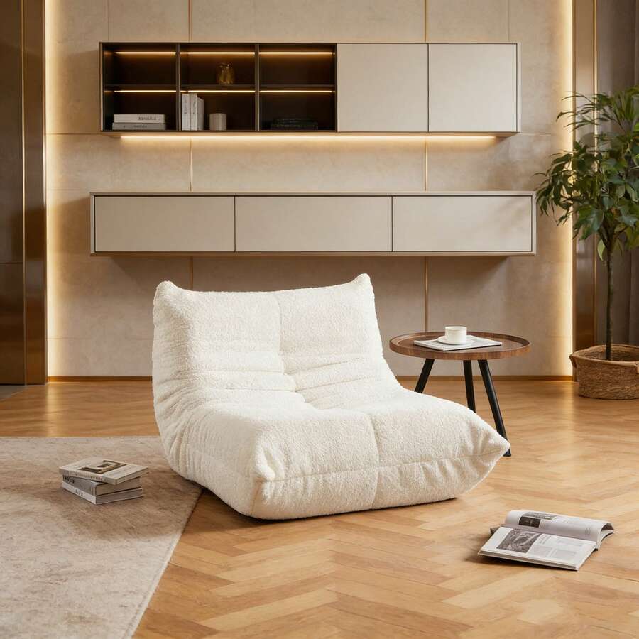 Living Room Chairs - Beige + Chenille + 1 Seat - View 1