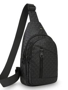 【星形压纹编织面料/商务轻奢胸包】2026新款男士防盗斜挎包，接近顶级牛皮质感单肩包，都市商务精英通勤包，多功能大容量，耳机孔，胸前包，时尚复古小包，男女通用包 - 7272 - 查看 11