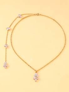 1 pieza Cadena corporal sexy para la espalda, collar nupcial minimalista de lujo con hoja y cristal - Mariposa - Ver 9