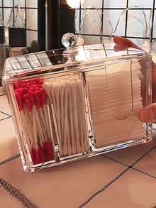 1个透明亚克力化妆棉/棉签收纳盒，多功能卸妆棉收纳盒 - 無色 - 查看 6