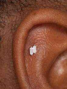 S925 Sterling Silver Water Drop Flat Back Labret Earring 16G Amethyst Cartilage Helix Earring Tragus Earring Conch Earring Stacking Earring(Golden) - Gold - View 21