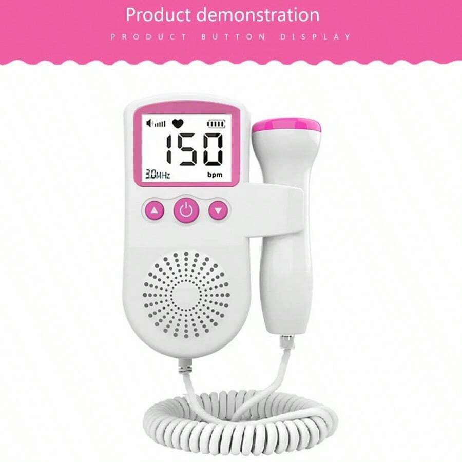 Baby Heartbeat Monitor Pregnancy, Fetal Doppler With Gel, High Sensitivity, Large Screen Display, Home Use Fetal Monitor, Gift For New Moms - 粉色 - 查看 1