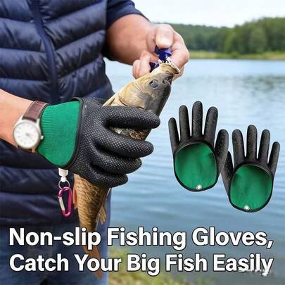 Waterproof Fishing Gloves, Men's And Women's Styles - Puncture Resistant, Non Slip Grip, Used For Fishing, No Longer Slippery Fish! Durable Puncture Resistant Fishing Gear Gloves, Easy To Catch And Release, This Glove Is Compact And Space Saving, Convenient To Carry, And Is The Best Choice For Fishing Enthusiasts