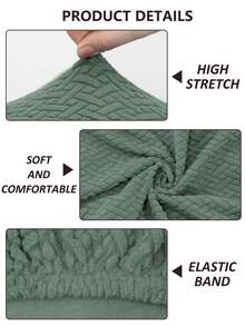 1pc Jacquard Striped Outdoor Sofa Seat Cushion Cover, Solid Color Polyester Elastic Removable Semi-Enclosed Sofa Cushion Cover, For Patio, Terrace, Garden Sofa - Mint Green - View 5