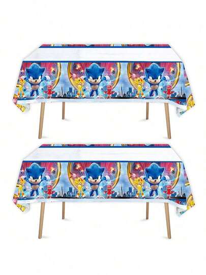 3pcs Blue  Theme Disposable Tablecloth, Home Birthday Party Decoration, School Party Decor