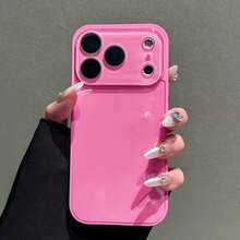 Fashion Pink Phone Case Compatible With IPhone17 Pro Max, 16 Pro Max, 15 Pro Max, 14 Pro Max, 13 Pro Max Smooth Full-Cover Soft-Edge Back Cover Protective Case Unisex Creative Phone Case - Rose Pink - 查看 2