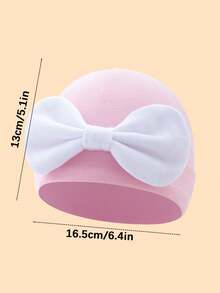 2pcs Baby Summer Lightweight Bow Decor Beanie Hats, Cute & Playful, Comfortable Breathable & Convenient For Hospital, Nursery, Outings, Suitable For 0-3 Months Infants, Multi-Color Options - Multicolor - View 4