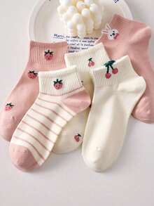 1/5/10 Pairs Women Short Socks, Soft & Skin-Friendly, Non-Slip & Non-Abrasive, Versatile Daily Wear - Multicolor - View 4