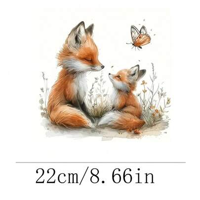 1/2/3张母狐教导幼崽热转印贴纸，适用于DIY T恤、牛仔裤、连帽衫、包包、枕头（混色），节日工艺品，耐用装饰贴纸，服装点缀，派对装饰