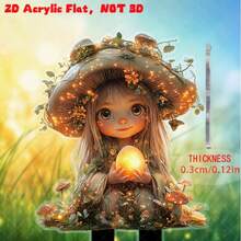 1/2pcs Magical Mushroom Fairy With Glowing Egg, Acrylic Garden Stake, Easter Outdoor Decor, Yard, Garden, Lawn Decoration, No Power Needed, Perfect Holiday Gift, Enchanting Decor, Fairy Garden Accessory - Multicolor - View 5