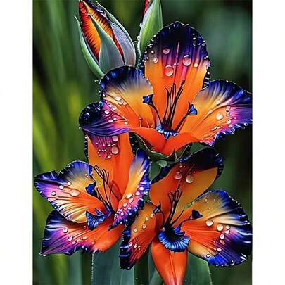 1pc DIY Floral Pattern 5D Diamond Painting Kit, [30*40cm/11.8*15.7in] [40*50cm/15.7/19.7in], Suitable For Adult Beginners DIY Mosaic Diamond Art, Full Diamond Handmade Hobby, Suitable For Living Room, Bedroom, Office Wall Decor Painting, Surprise Gift For Family And Friends, Frameless Home Decor