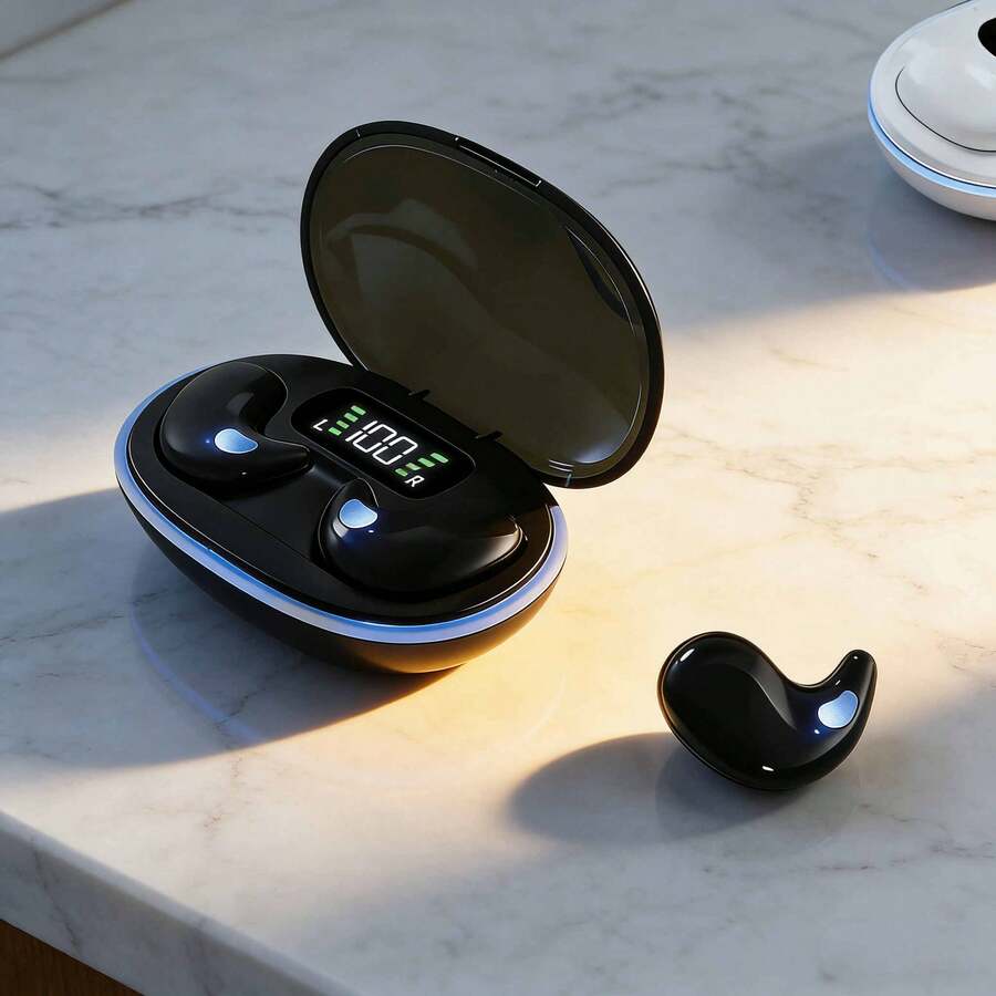 新款睡眠无线蓝牙耳机迷你耳机TWS立体声耳机适用于所有智能手机 - 查看 1