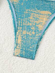 European And American Women's Fashion Shiny Snakeskin Strap Backless Bikini Set - 混合色 - 查看 7