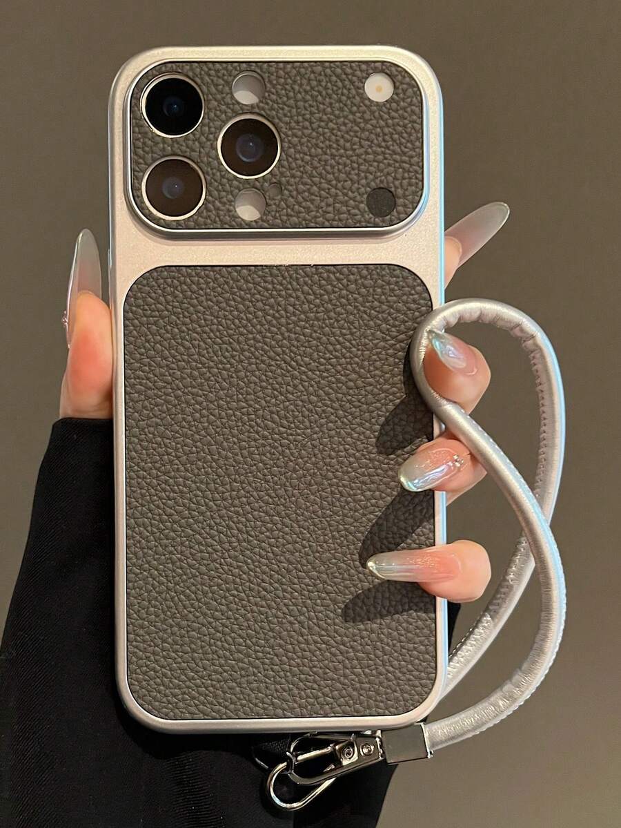 Ốp điện thoại da vân vải thời trang, cửa sổ lớn, tương thích với iPhone 17 Pro Max, 17 Pro, 16 Pro Max, 15, 14 Pro, 13, 12 Pro, 17. Bảo vệ camera, viền mềm mờ, chống sốc, kèm dây đeo tay tiện dụng.