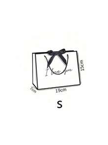 1pc "I Love You" Gift Bag, Paper Gift Bag, Lightweight Foldable Shopping Tote Bag, Perfect Gift Bag For Girlfriend, Boyfriend, Husband, Wife, Partner - Black & White Birthday Decor, Birthday Gift, Celebration Accessory, Decorated With Ribbon, Durable, Event Planning, Fashionable Packaging, Sturdy Material, Women Gift - Multicolor - View 10