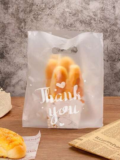 50个装感谢塑料袋礼品包装袋带手柄外卖购物袋圣诞节婚礼派对回礼手提袋