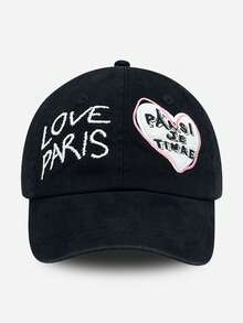 Cotton Letter Embroidered Baseball Cap, Unisex Breathable Curved Brim Round Top Adjustable Sun Visor Hat, Spring - A - View 9