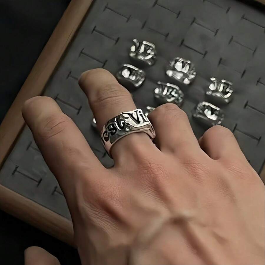 1个时尚金属字母皮带扣，可调节环扣，适合送礼和日常佩戴 - 彩色 - 查看 1