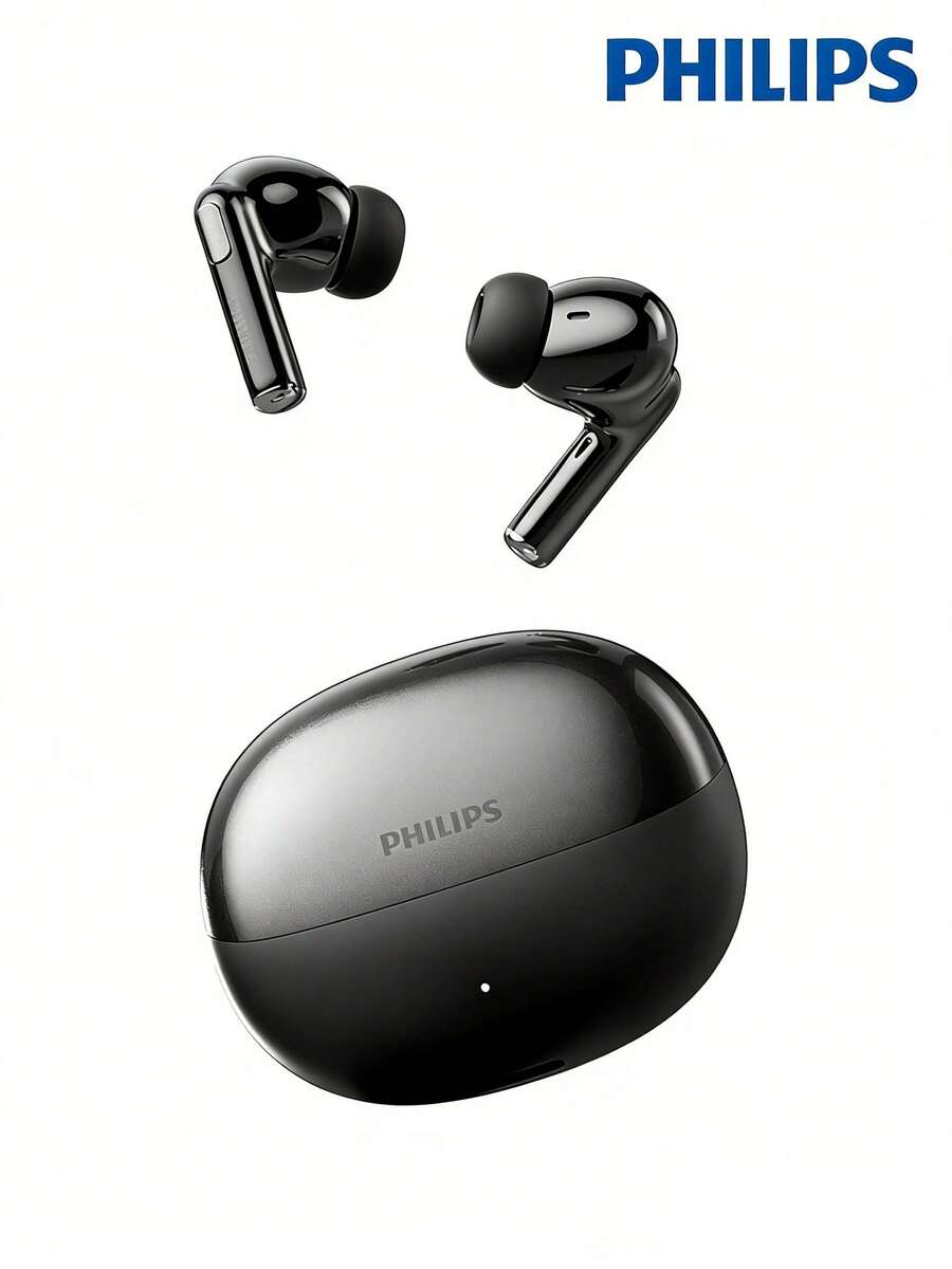 Philips TAT1120 TWS Bluetooth Earphones with ENC Noise Reduction HD Sound Running Sports Earbuds Half In-ear Headsets For Gaming Cycling Outdoor Long Battery Life Original PHILIPS Bluetooth Wireless Headphone - 黑色 - 查看 1