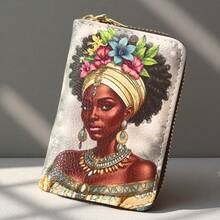Porta carte a fisarmonica vintage con motivo di una , tasca singola con cerniera, sacchetto per riporre carte e monete, borsa portatile. - 15 - Visualizzare 24